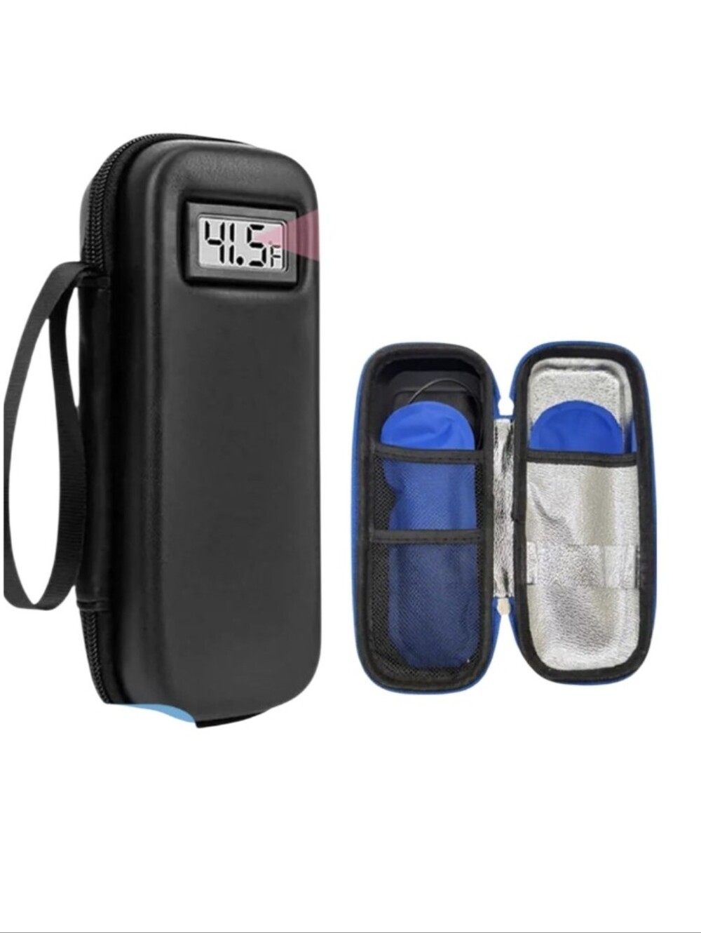 Black Hard Shell Electronics Travel Case with Built-In Thermometer